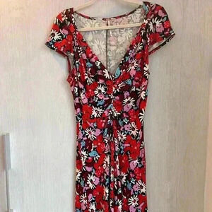 FREE PEOPLE Short Sleeve Sundress - Red Floral - Size M